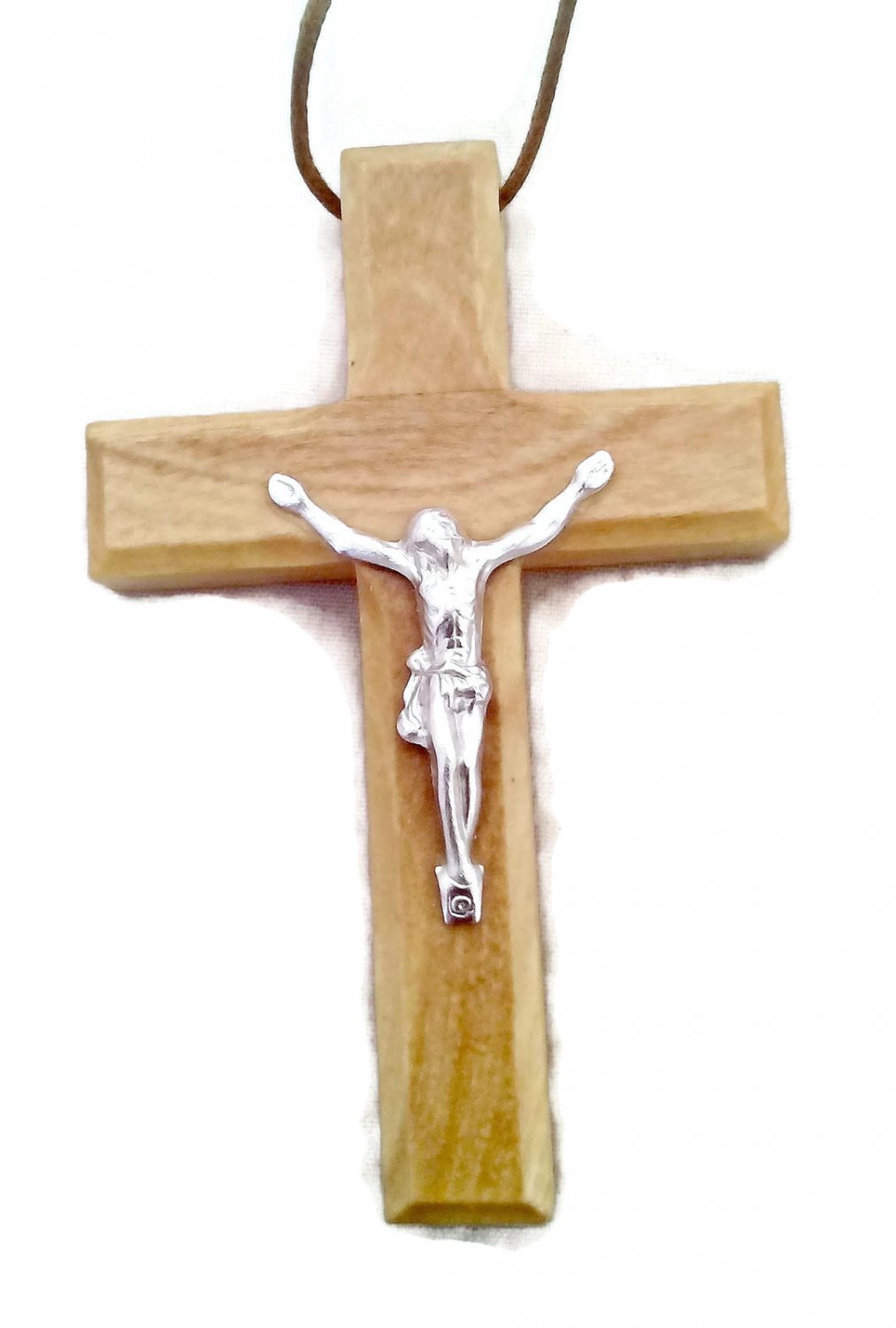 Olive Wood Crucifix Pendant Deluxe Large
