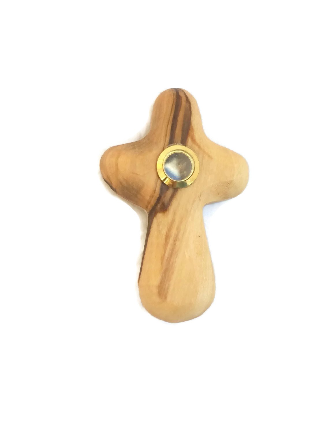 72 x Mini Olive Wood Holding Cross with Holy Earth Vial - Bulk Lot