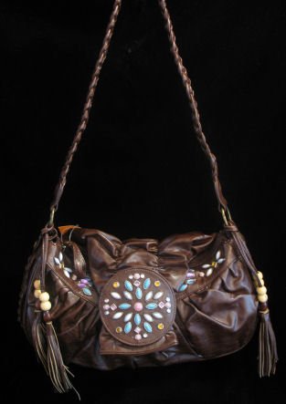 Brown beaded western UNIQUE handbag bag purse