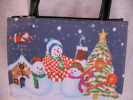 Snowmen Family celebrate Handbag bag purse Christmas