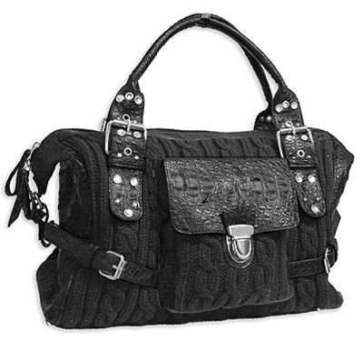 Black Cable Knit handbag bag Purse Stud