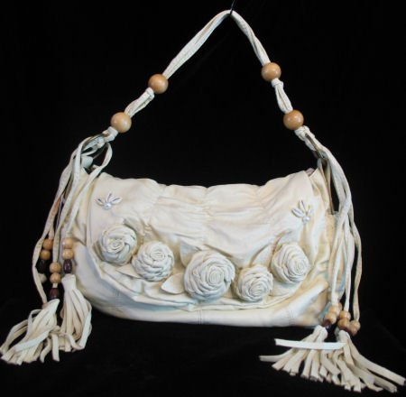 Roses western flair handbag bag purse s Cream