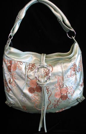 Green embroiderd sequin leather like handbag bag purse SOLD OUT
