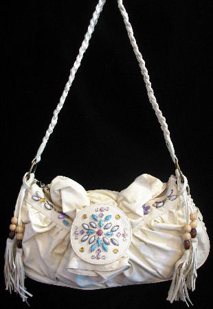 Beautiful Cream Beaded Handbag bag purse RESTOCKED