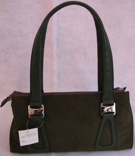 Olive Greem Faux Suede handbag 3 compartment