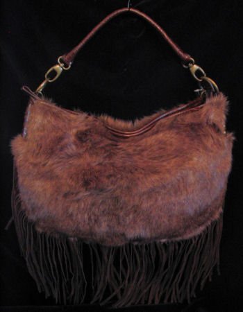 Faux Fur handbag with croc & suede like trim purse bag