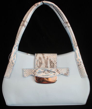 Light blue leather like fashion handbag bag purse