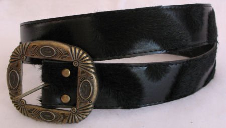 Black Faux Leather and fur womens belt Accessories