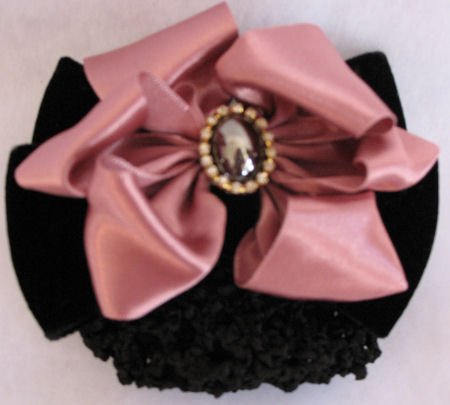Beautiful Pink Satin and Black Velvet Hair Barrett