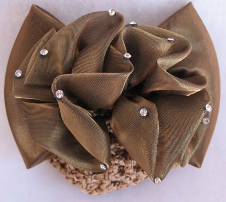 Sheer olive green with Crystal Accents Barrett Bun Hold