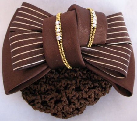 Brown Ribboon Barrett crystal Hair Bun