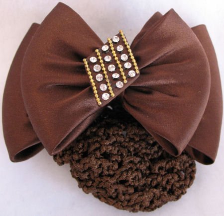 Brown Barrette Bun holder Crystal Accents