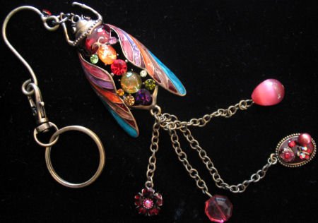 Large Keychain purse belt clip hook Enamel Beetle