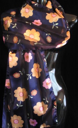 Floral Royal Blue Scarf belt wrap runner