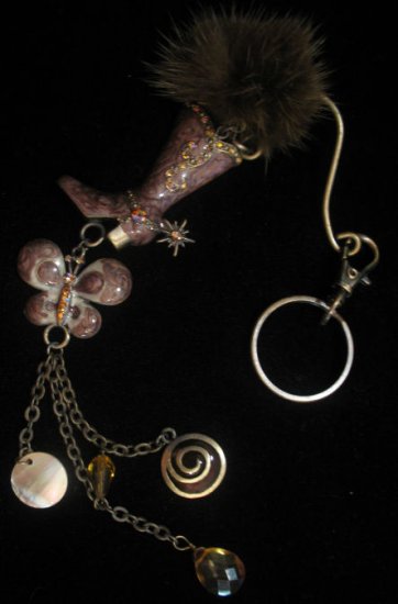 Extra Large Cowgirl boot keychain, purse clip belt hook