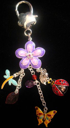 Purse clip belt charm keychain accessory Flower ladybug