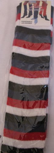 Red White Blue Stripe Leg Warmers Knee High
