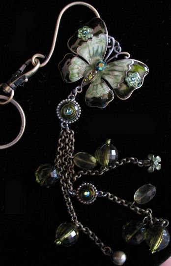 Butterfly key chain belt hook purse clip LARGE green