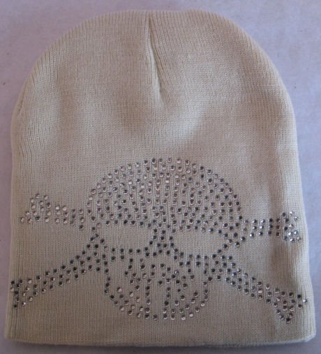 Cream Skull Crossbones Hat Jolly Roger Cap Winter