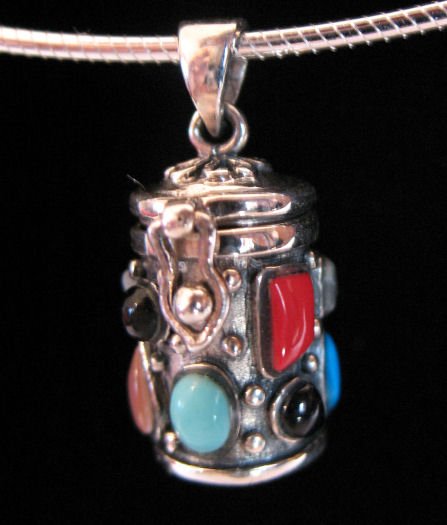 925 Sterling Silver Cable wire and prayer Box Necklace