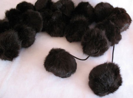 Large Brown Snowball Genuine Rabbit Fur Scarf Wrap