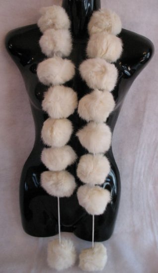 Beautiful Cream Snowball Rabbit Fur Scarf Wrap