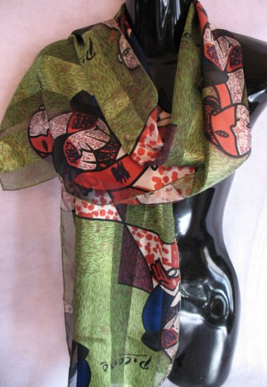Picasso Scarf Green Blue Orange Scarves Wrap SOLD OUT