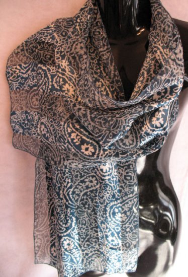 Greenish Blue Floral Paisly Print Scarf Scarves Wrap