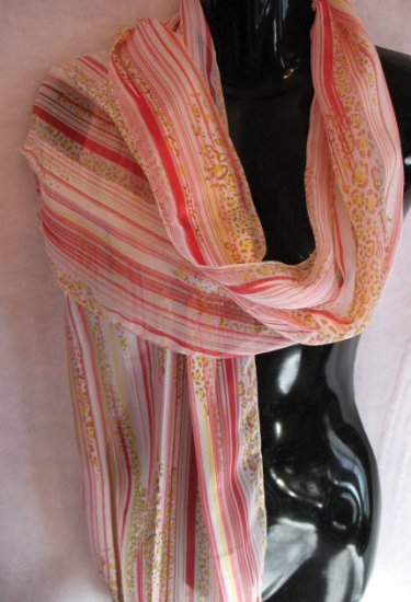 Red Yellow pink stripe cheetah Scarf scarves wrap