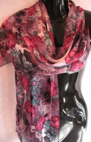 Floral Print Purple Pink Scarf Scarves Wrap