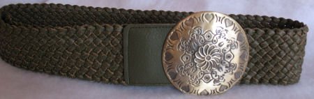 Womens Olive Green Belt Hip Rider Antiqued Buckle