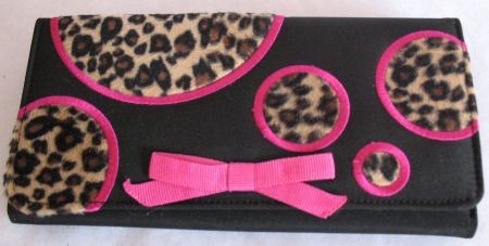 Fun Checkbook Wallet animal Print Black Hot Pink SOLD OUT