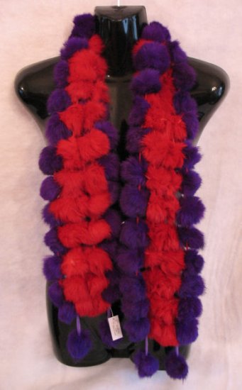 Red Hat Ladies Rabbit Fur Pom Pom Scarf scraves wrap
