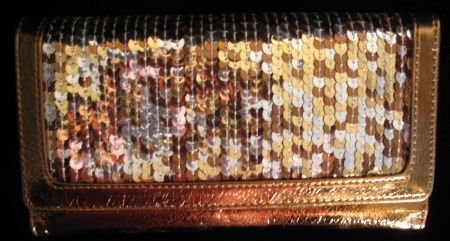 Bronze multi color Sequin checkbook wallet clutch CafeBug Women's Accessories