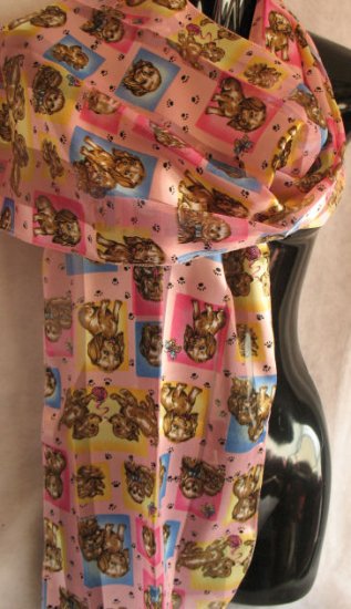 Puppies Scarf Pink Yellow Blue Scarves Wrap Cafebug