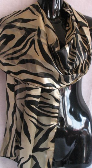 Tiger Striped Scarf Black Tan Scarves wrap