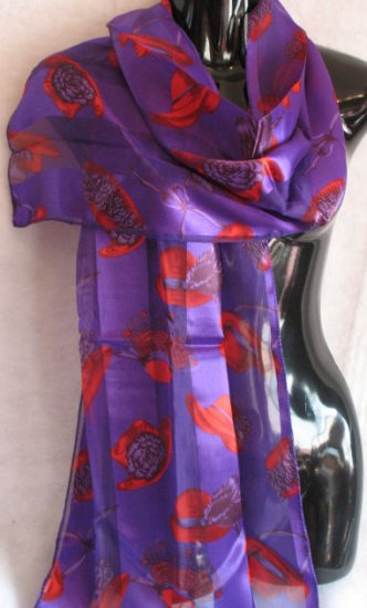 Red Hat Ladies Purple and Red Scarf Scarves Wrap CafeBug