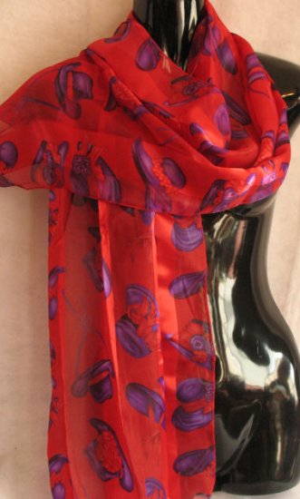 Red Hat Ladies Red and Purple Scarf Scarves Wrap CafeBug