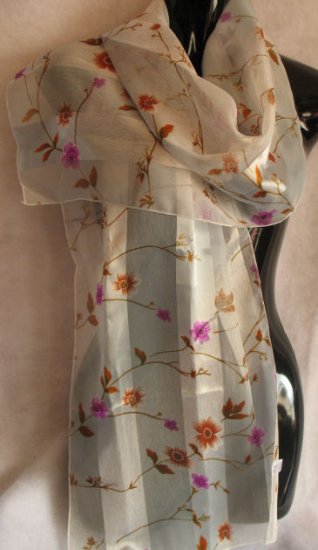 Super Pale Blue background Floral print Scarf Scarves CafeBug