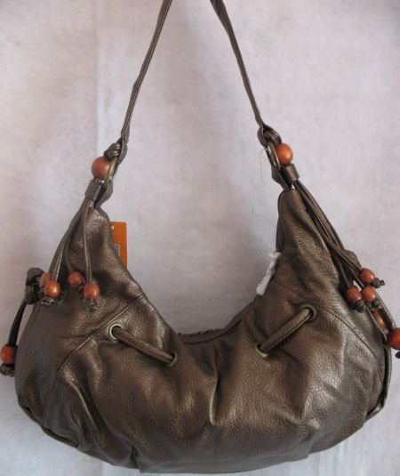 Large Metallic Mocha Wood beads Handbag bag purse