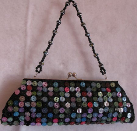 Clutches mini bag Evening prom Black Button purse
