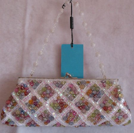 Clutch Mini Bag Purse White Button Prom evening Sequin