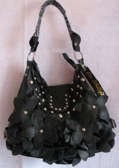 Black Flower studded handbag bag Purse