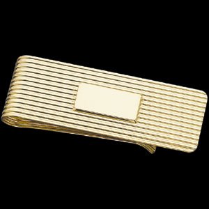 SMALL RIBBED MONEY CLIP W/SHIELD