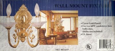 SCONCE - CARAT GOLD PLATED 10"X12"X5"/60w, *NIB*