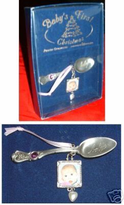 BABY'S 1ST CHRISTMAS SPOON & PHOTO FRAME ORNAMENT *NIB*