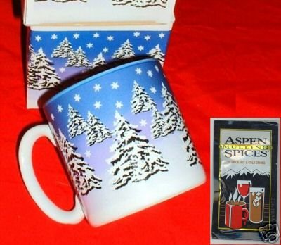 SNOWY PINE TREES SCENE MUGS & SPICES, SET OF 2 **NEW*