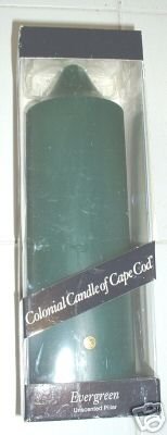 COLONIAL CANDLE OF CAPE COD EVERGREEN 9.5" PILLAR *NIB*