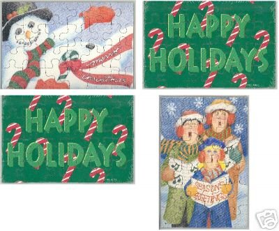 CHRISTMAS POSTCARD PUZZLES, SET OF 4 **NEW**