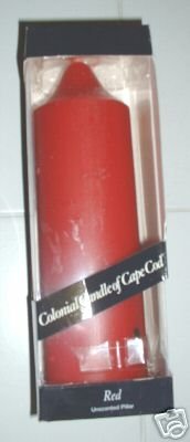 COLONIAL CANDLE OF CAPE COD RED 9.5" PILLAR *NIB*